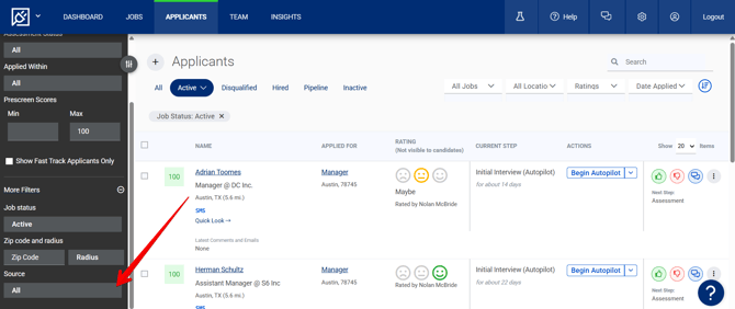 Applicants Page (4.2.25) (Adv Filter drawer - bottom) (Source arrow)