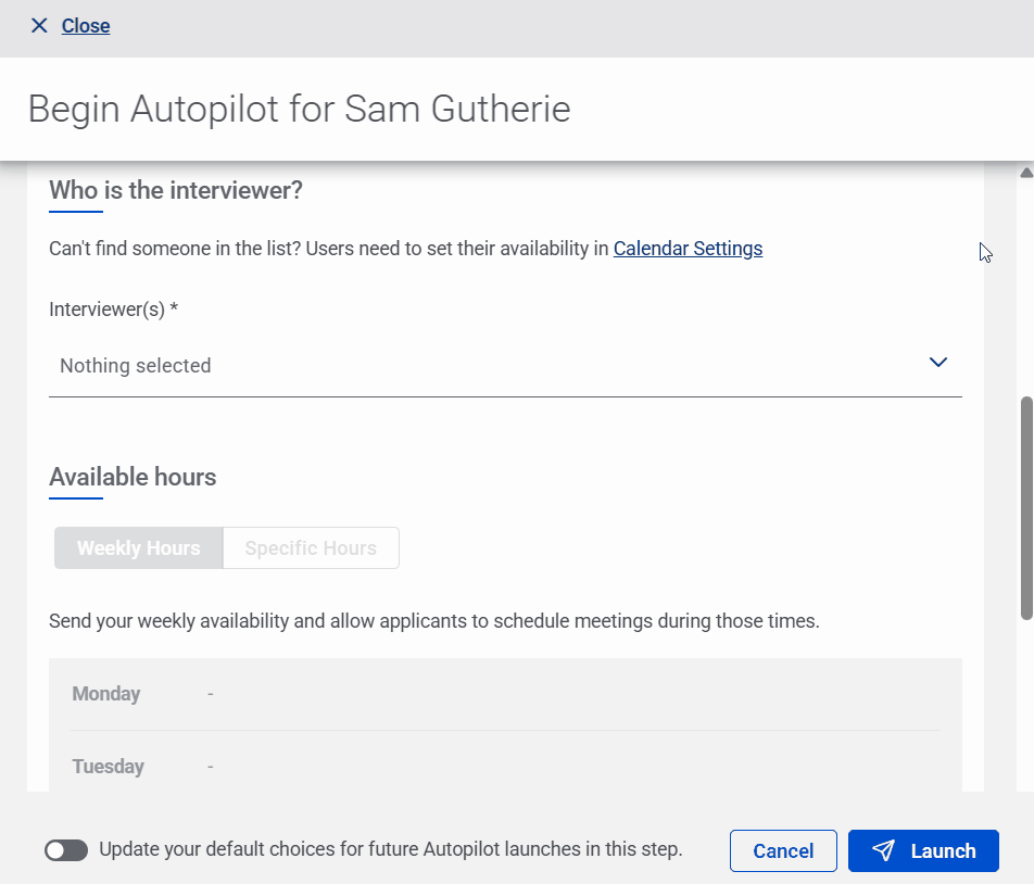 Begin Autopilot - Select Interviewer (shortened) GIF