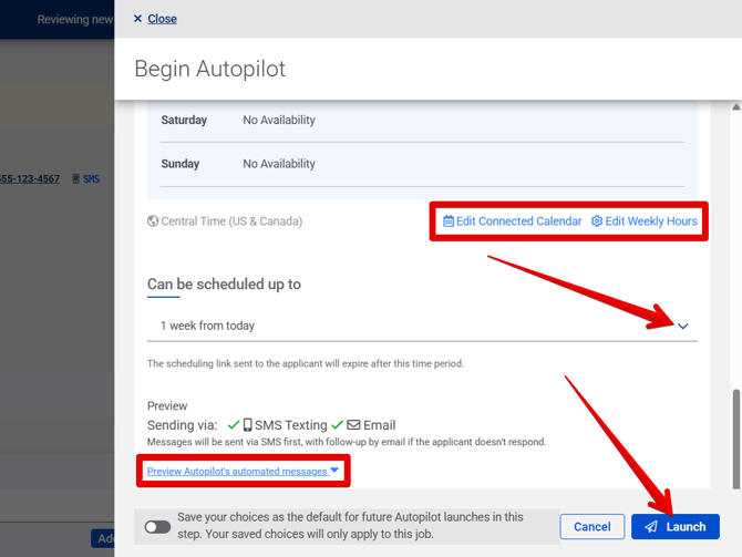 Begin Autopilot drawer (Bottom) (Weekly Hours) (highlights)