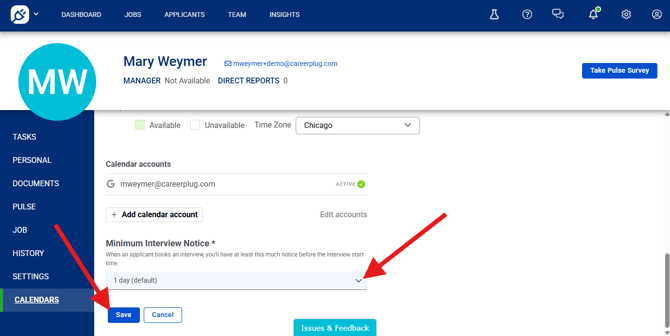 Calendars, save autopilot