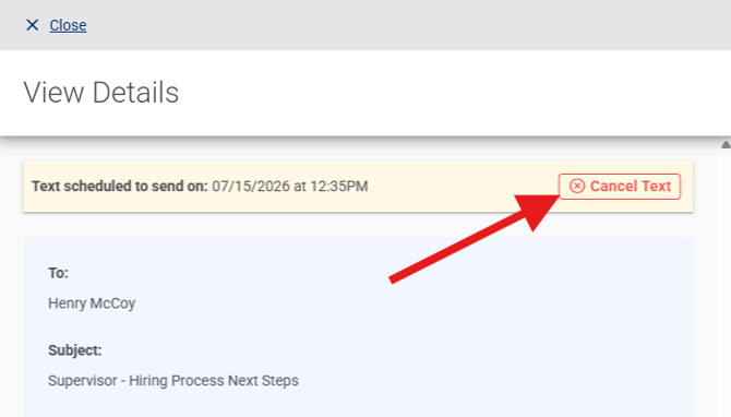 Cancel scheduled text message