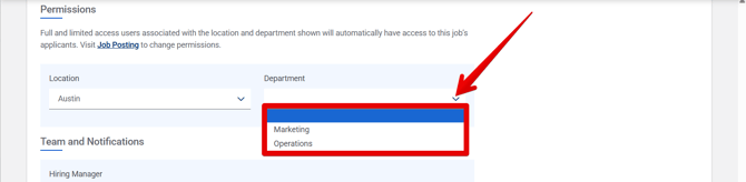 Create New Job - Hiring Settings (12.16.25) (Permissions+Department) (highlight) (cropped)