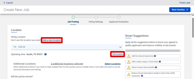 Create New Job - Job Posting (11.3.25) (ADP) (Location selected) (Add New+Edit Location highlights)