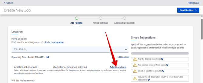 Create New Job - Job Posting (11.3.25) (ADP) (Location selected) (Select Locations arrow)