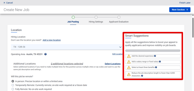 Create New Job - Job Posting (11.3.25) (ADP) (Location selected) (Smart Suggestion highlight)