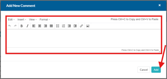 Create Required Form - Add New Comment pop-up (8.6.26) (highlights)