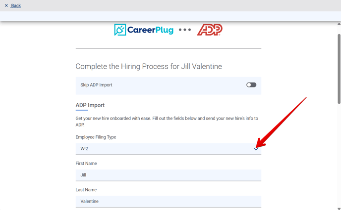 Export to ADP page (Top) (highlights) (redux)
