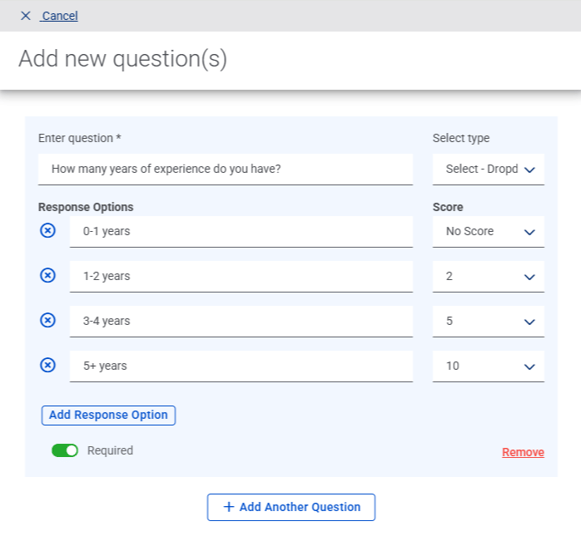Interview Scorecard, Add New Question
