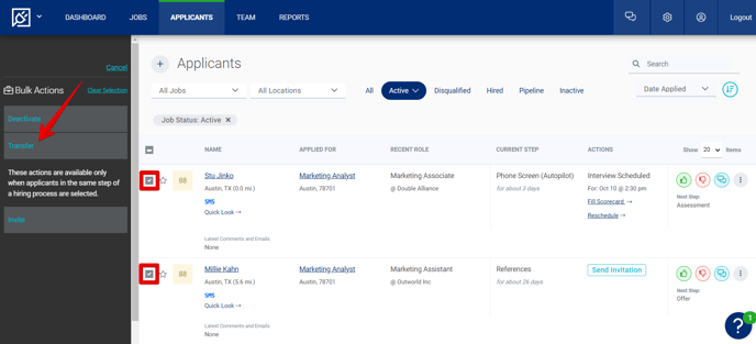 Applicants Page (Bulk Transfer Selected).png