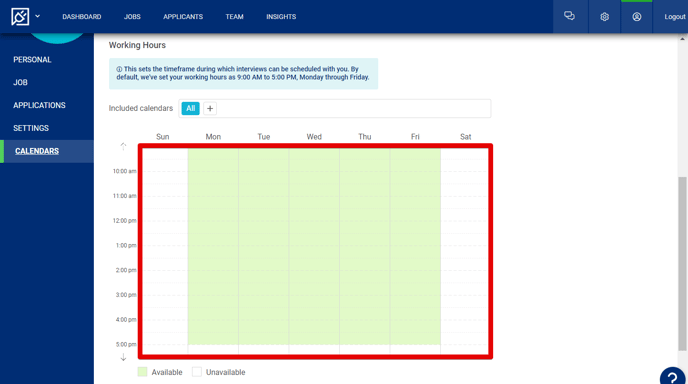 My Profile - Calendars Tab (Working Hours) (highlight).png