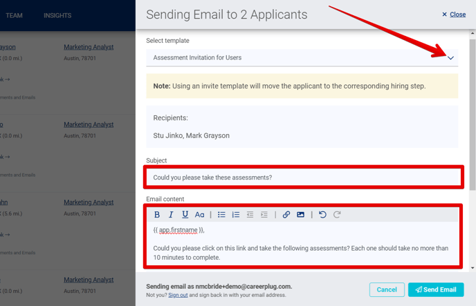 Applicants Page (Bulk Apps) (Sending Email Drawer) (Top highlights).png