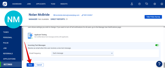 My Profile - Settings (1.22.26) (Save arrow)