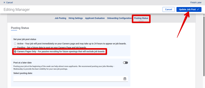 Select Posting Status pop-up (12.16.25) (CP Only selected) (highlights)