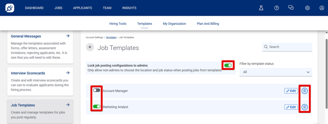 Settings - Templates (Job Templates) (1.27.26) (Job settings toggled) (highlights)