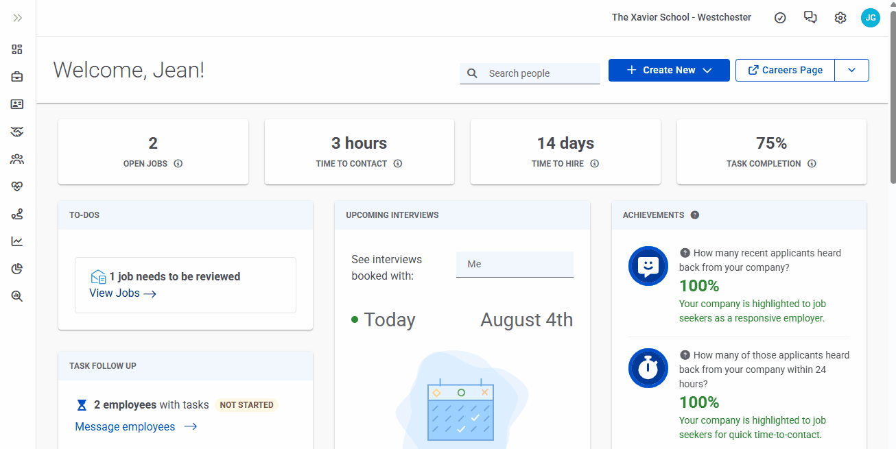 Settings, Hiring Tools, Hiring Process Gif