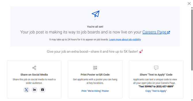 Share Job Modal (Job Posted) (top) (unmarked)