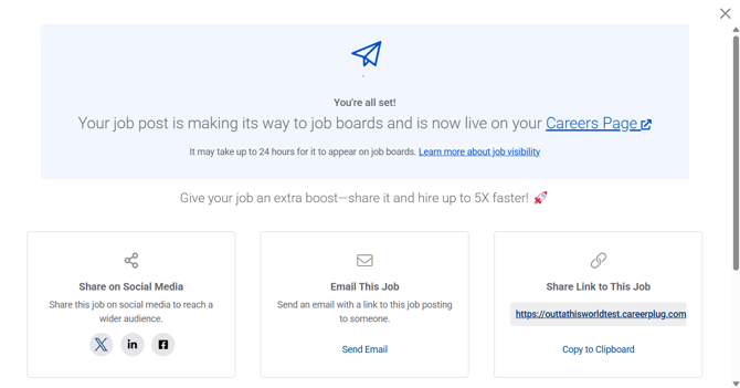 Share Job Modal (No QR or TTA) (Job Posted) (top)