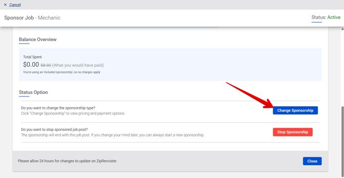 Sponsor Job (ADP) (10.1.25) (Edit Sponsorship) (Change Sponsorship button arrow) (15)