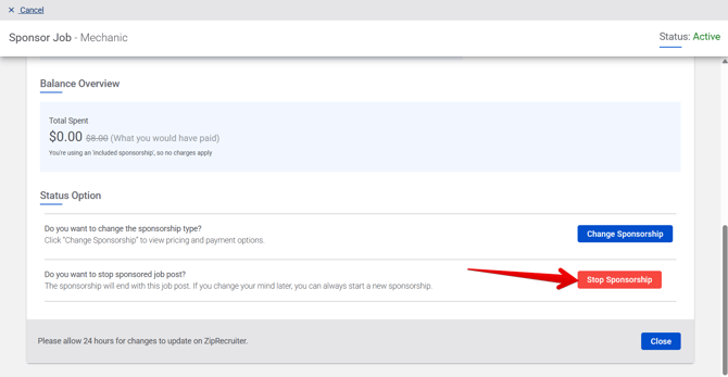 Sponsor Job (ADP) (10.1.25) (Edit Sponsorship) (Stop Sponsorship arrow) (23)