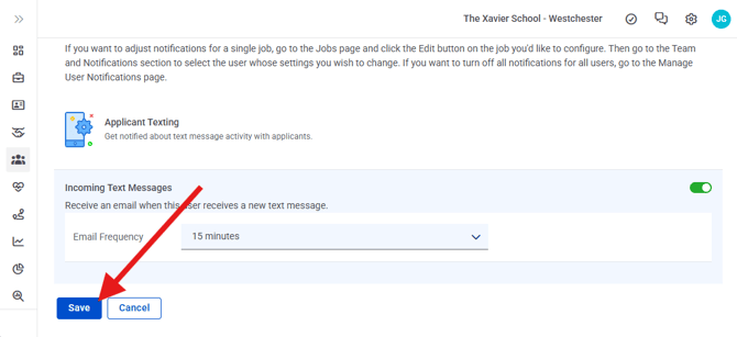 User Profile, Settings, Edit, Save (Nav Bar Minimized) Pointed to Save